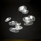 Żyrandol Luminara z aluminiową ramą i szklanymi elementami do nowoczesnych wnętrz Cascade