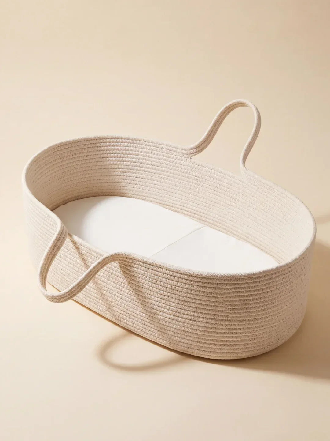 Portable Woven Cotton Baby Basket with Mattress
