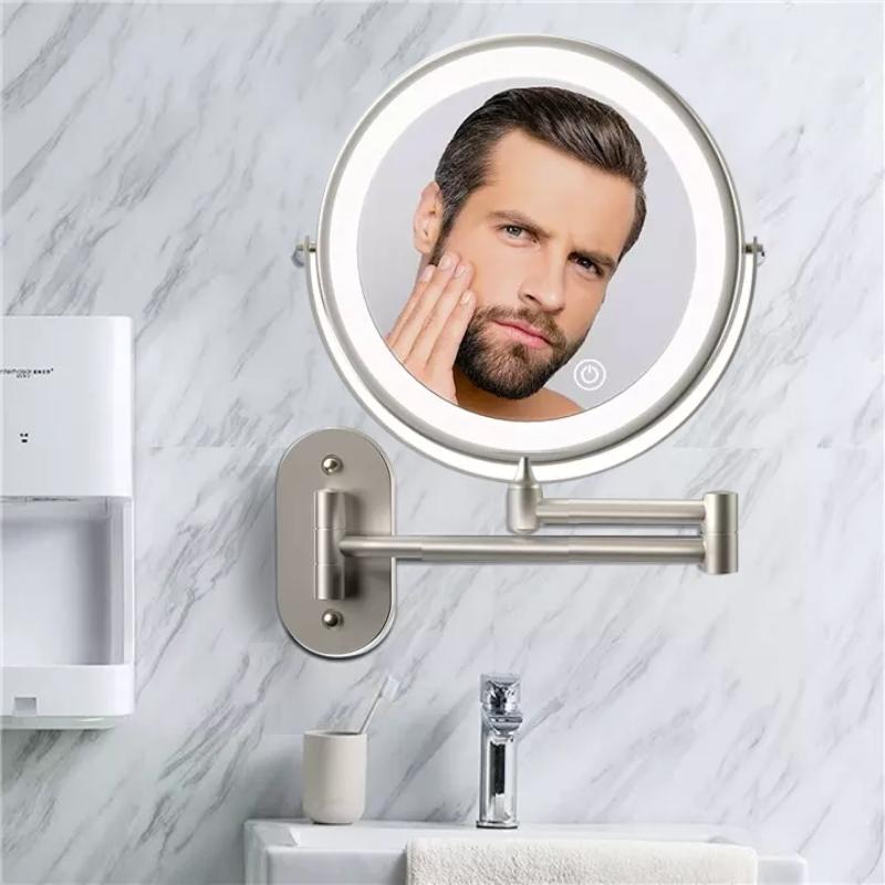 Specchio da Trucco LED AstraLux Silver con Montaggio a Parete e Ingrandimento