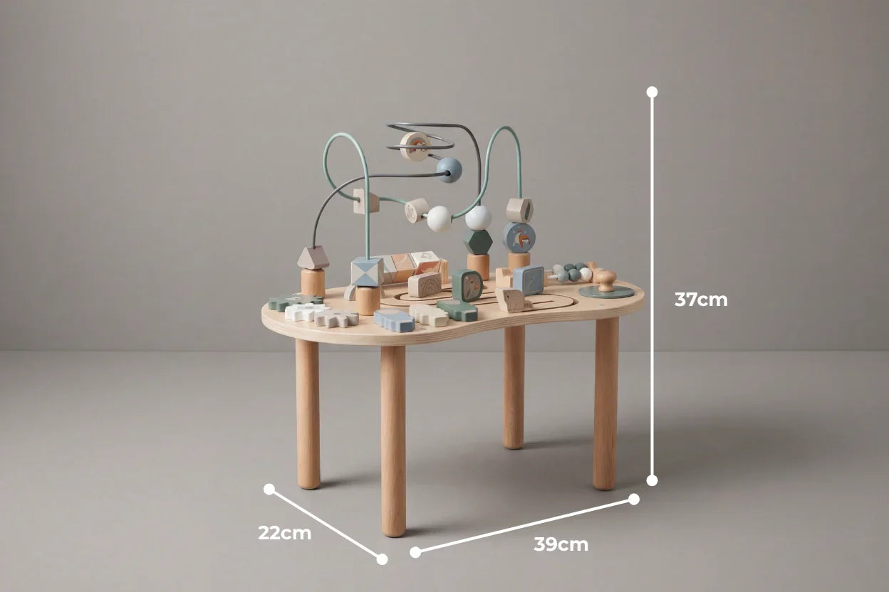 Multi-Activity Wooden Play Table for Toddler Exploration