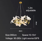 Lunsera Ceramic Petal Chandelier With Frosted Glass Shade