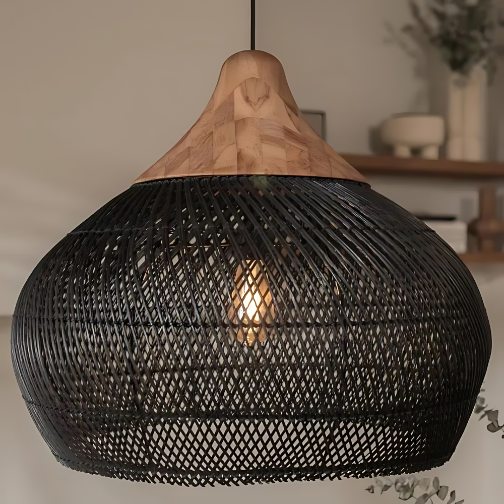 Asterra håndvævet rattan loftspendel til boho-dekoration