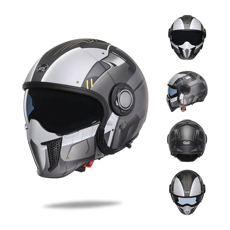 Helmet Modular Berkembar Lensa Vintage Bersertifikat DOT ECE Untuk Penunggang, Bernafas