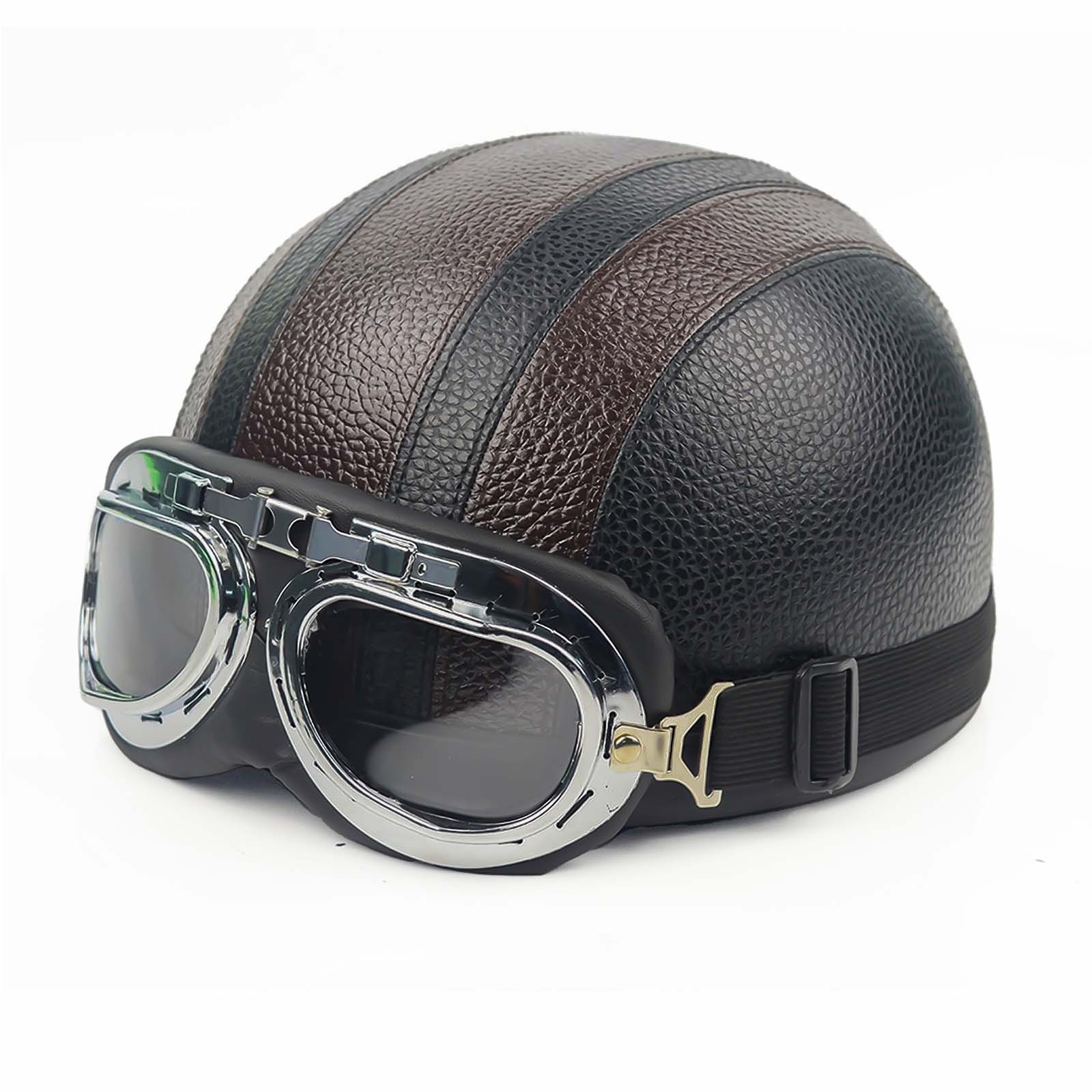Harley Riders Vintage Połyskowy Kask Półotwarty z Szybkozamykaczem
