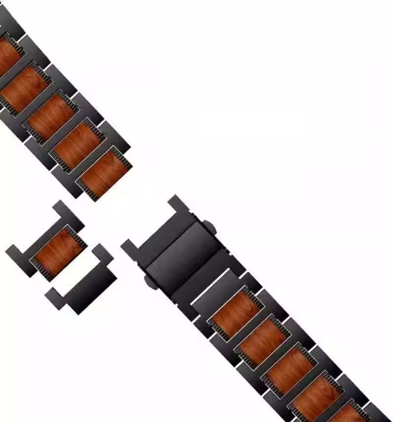 Aveline Doğal Kırmızı Sandal Ağacı ve Metal Kayış Samsung Watch Ultra için