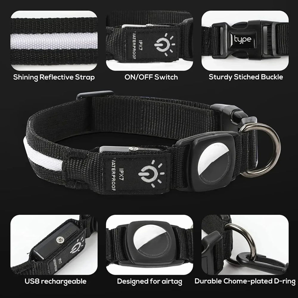 LumaPaw Waterproof LED Collar With Tracker Slot For Dogs