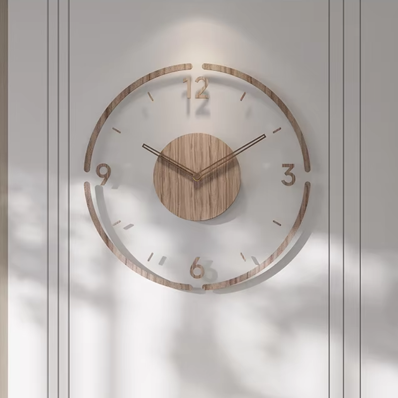 Orologio da parete Aeron minimalista in legno massello con movimento al quarzo silenzioso