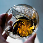 Kireno Whisky Glass With Edo Kiriko Inkstone Flame, Wooden Box Included