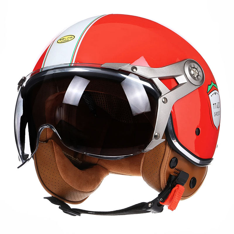 Casco LyraJet Vintage Rider con Visiera Bubble per Motociclisti