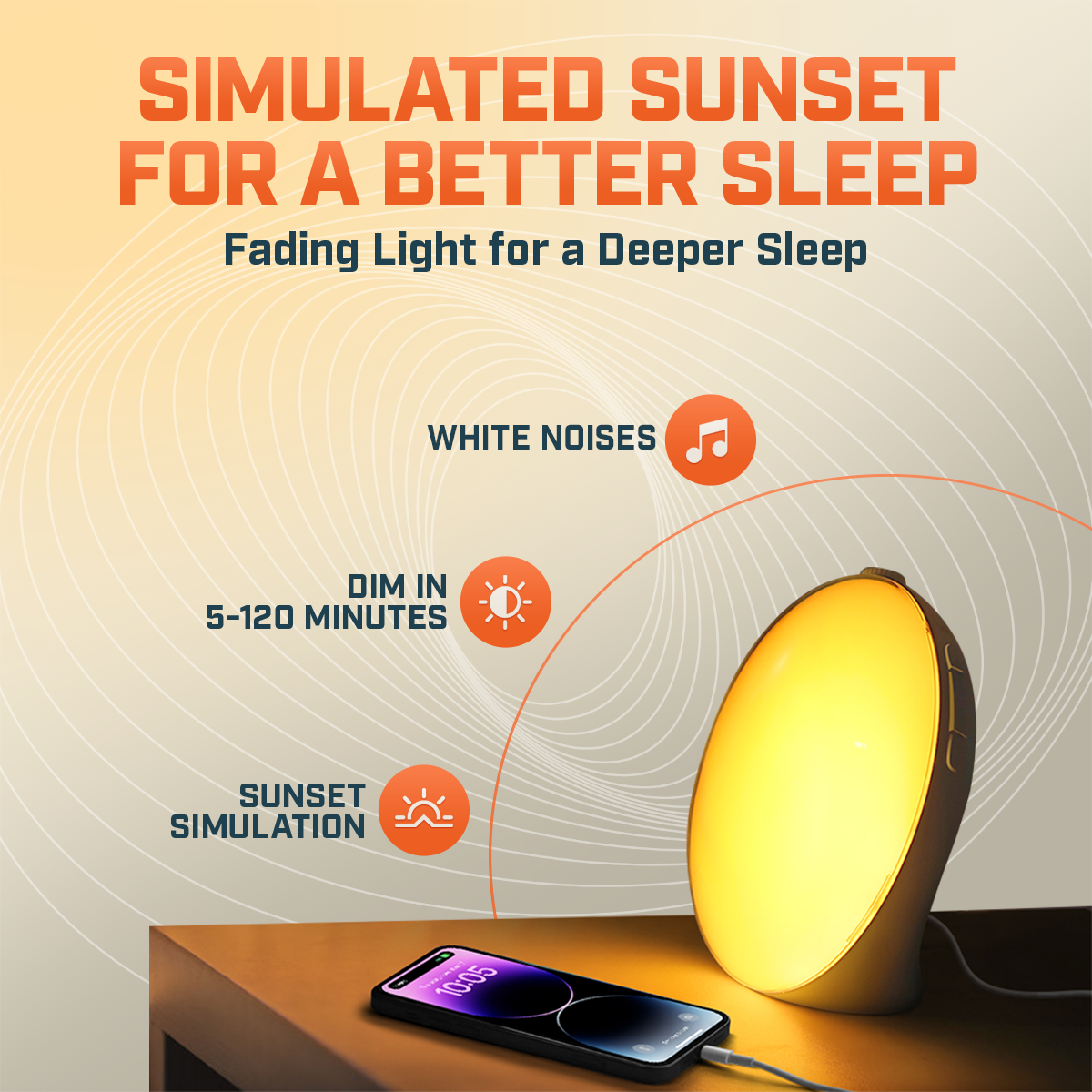 LumaRise LED Clock With Snooze And Natural Light For Bedrooms