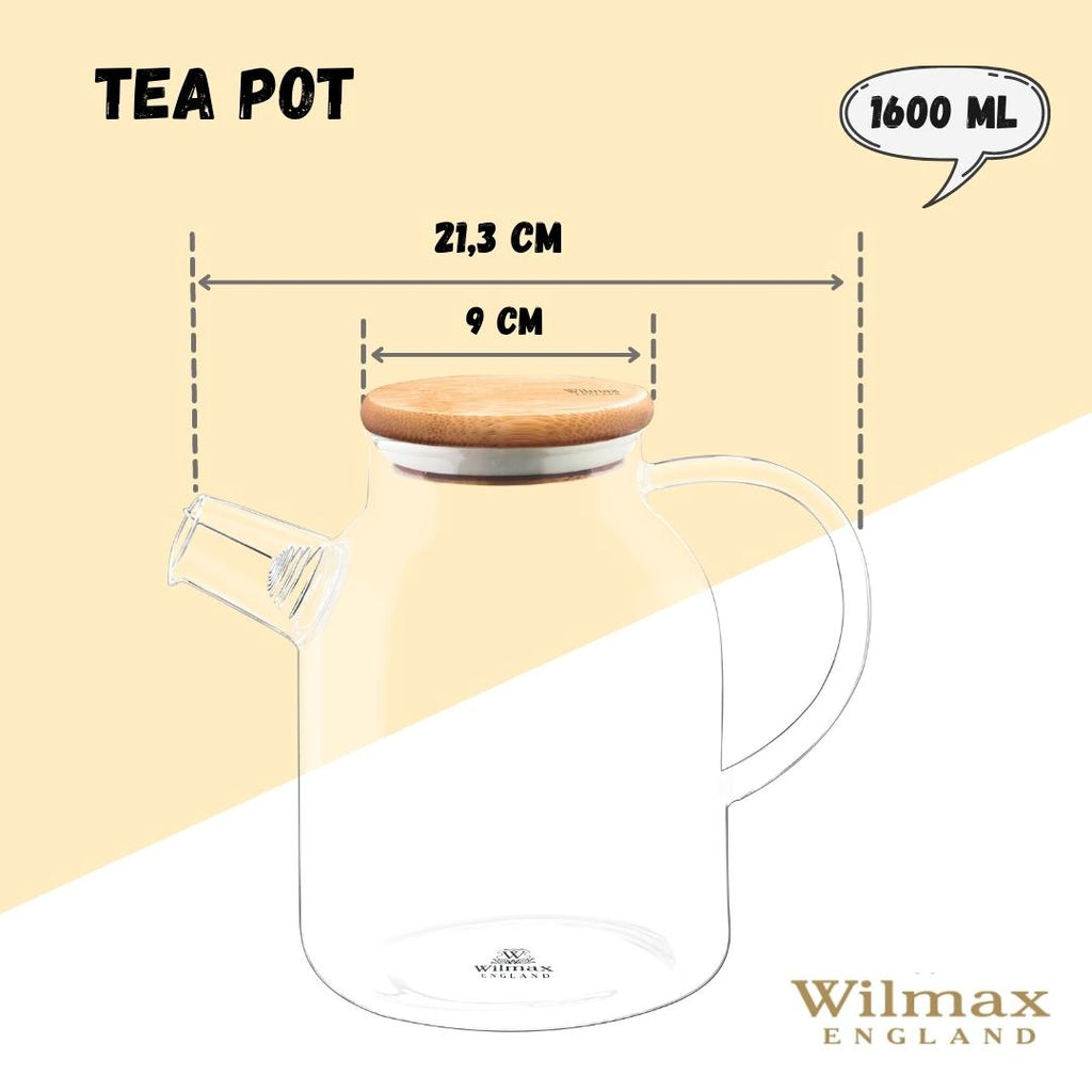 Wilmax Thermo Glass Teapot 54 Oz, Stovetop Safe for Tea Lovers