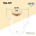 Wilmax Thermo Glass Teapot 54 Oz, Stovetop Safe for Tea Lovers