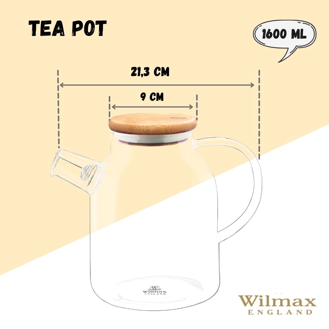 Wilmax Thermo Glass Teapot 54 Oz, Stovetop Safe for Tea Lovers
