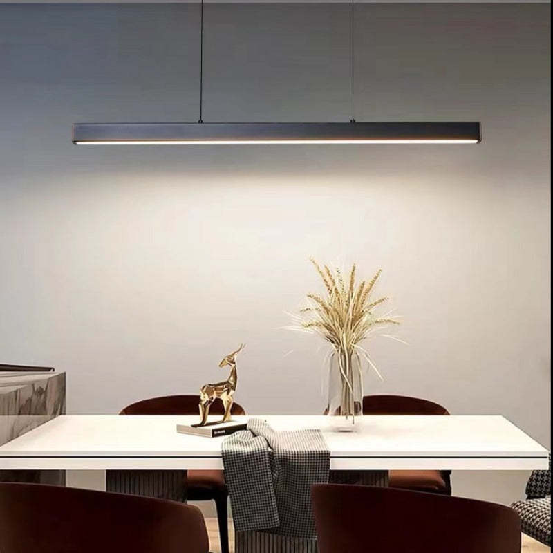 Lámpara colgante lineal metálica Nexis negra y marrón, luz LED