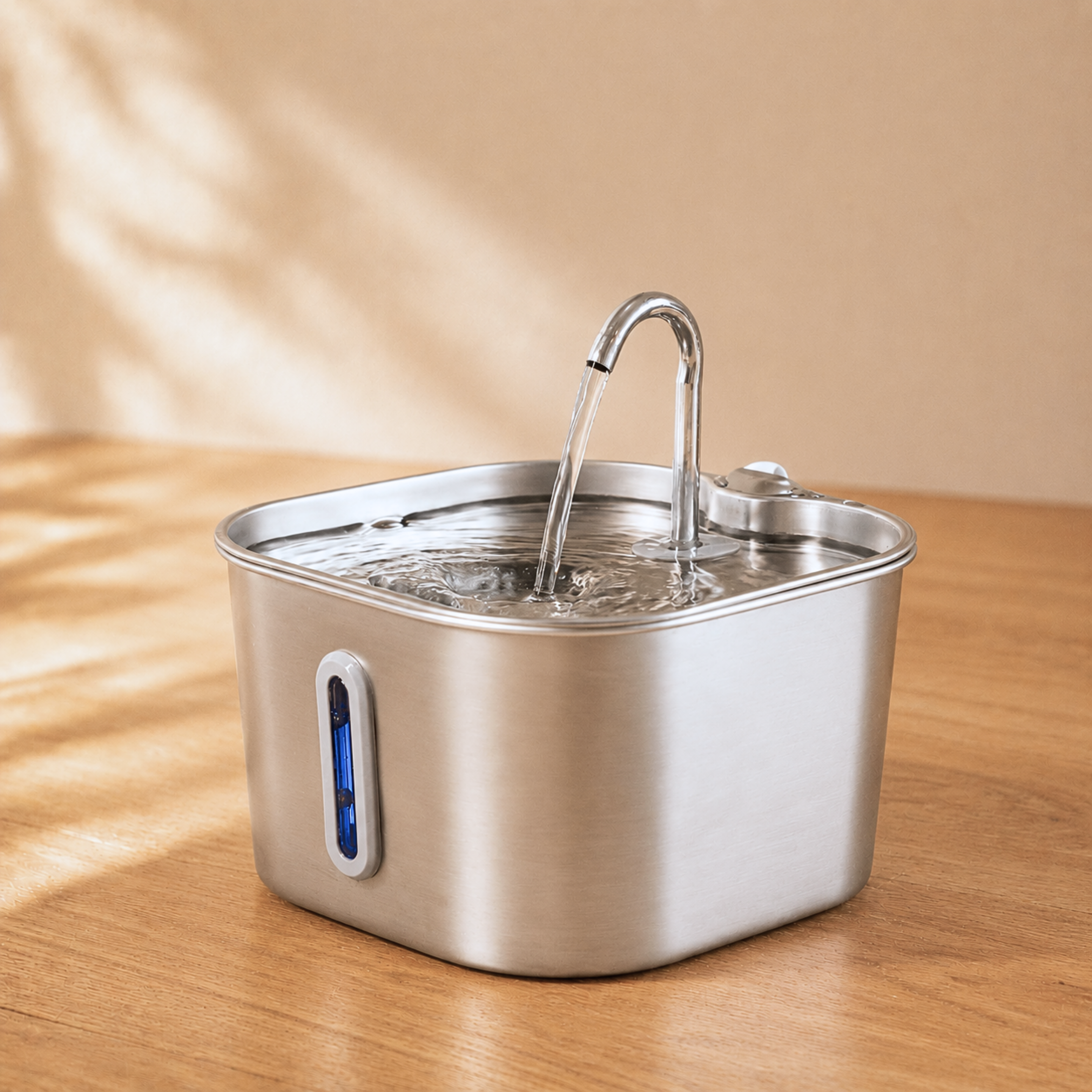 Compact Stainless Steel Cat Water Fountain with Silent Pump