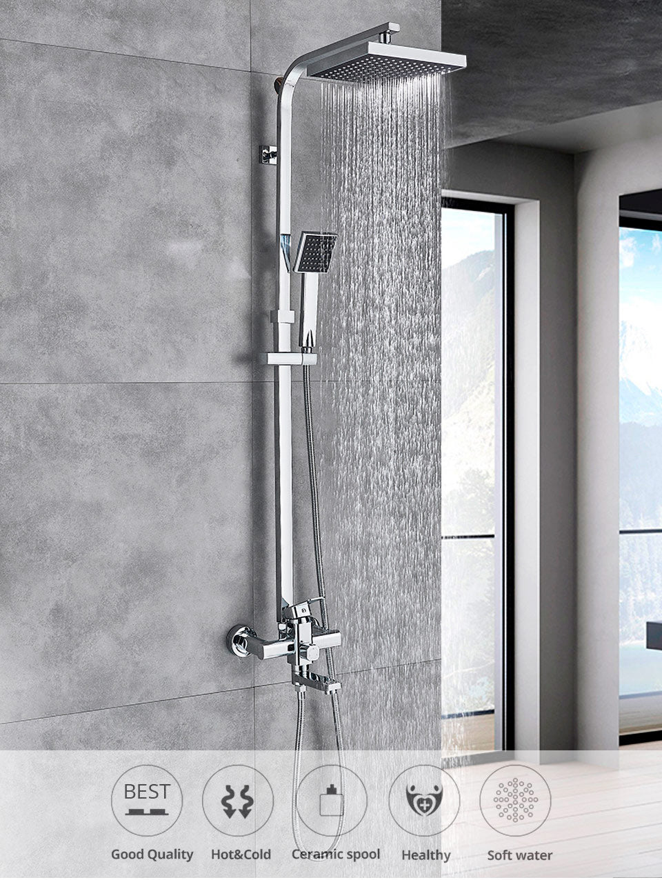 Nyra Dual Mixer Shower System With Handheld Rain Spray