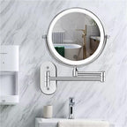 Specchio da Trucco Ingranditore LED AstraLume con Braccio a Parete Estraibile in Cromo Lucido