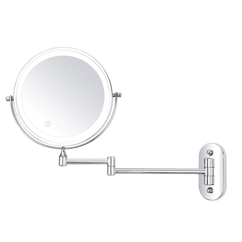 Specchio da Trucco Ingranditore LED AstraLume con Braccio a Parete Estraibile in Cromo Lucido