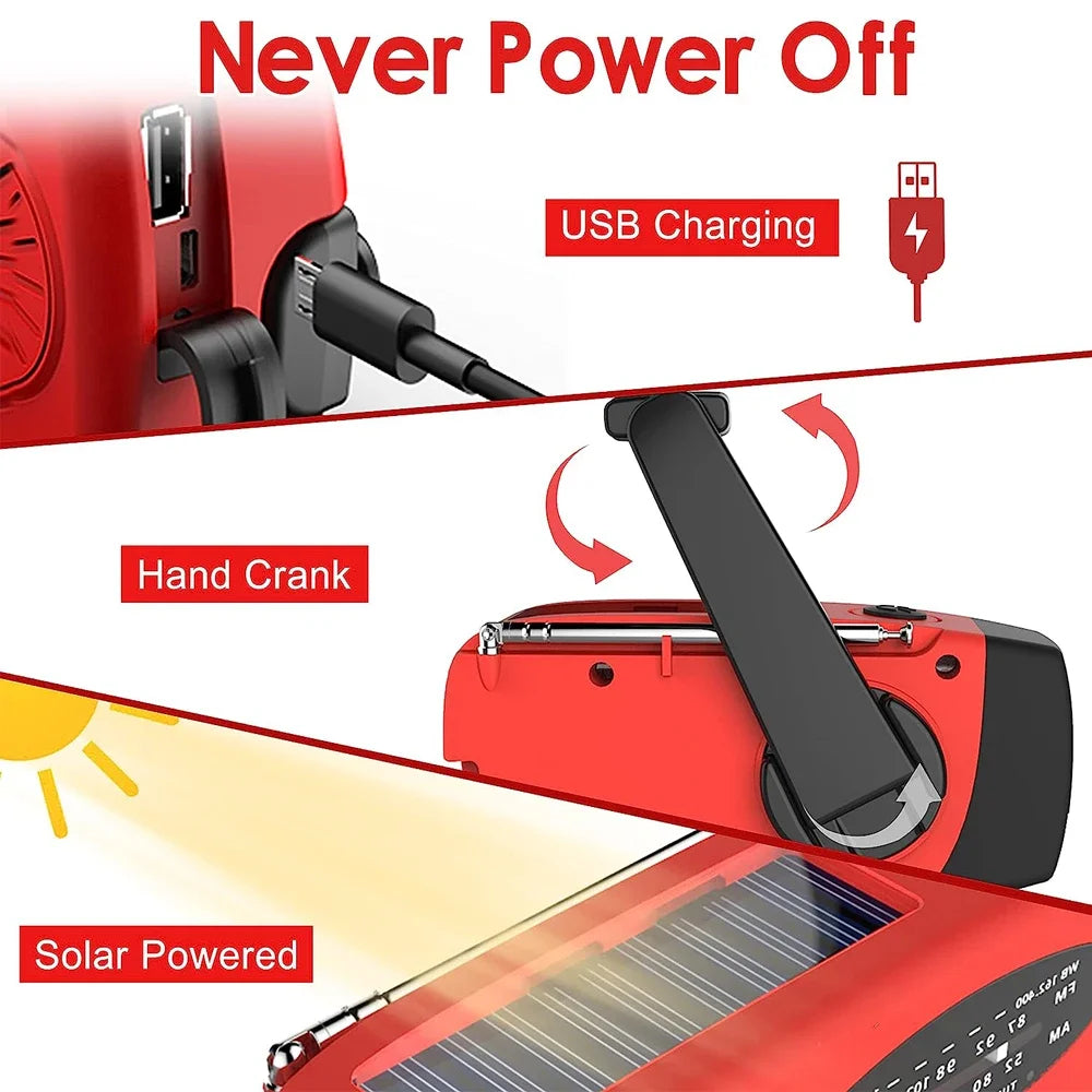 Radio Kecemasan Solar NovaPulse Dengan Bateri Dalaman Dan Lampu Suluh Berputar