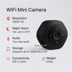 Nexara Mini Security Camera, 1080P HD, Night Vision, Two-Way Audio, 30 Feet
