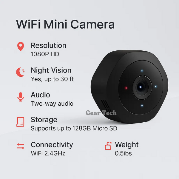 Telecamera di Sicurezza Nexara Mini, 1080P HD, Visione Notturna, Audio Bidirezionale, 30 Piedi
