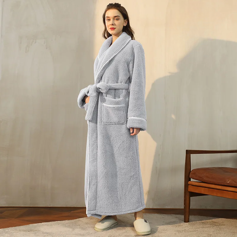 LumaWool Erkek Bornozu Kalın Flanel Günlük Sıcaklık İçin