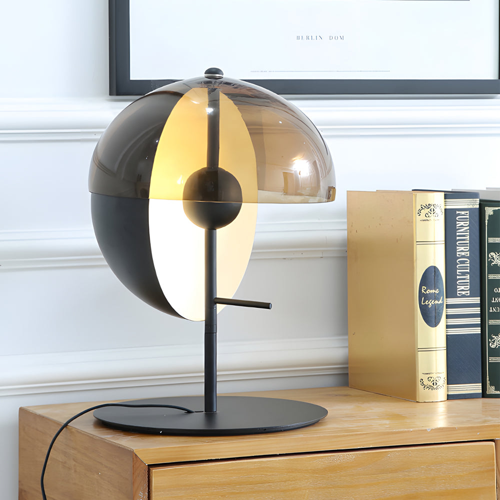 Table Lamp From Astrae With Vertical Hemisphere And Smoky Shade