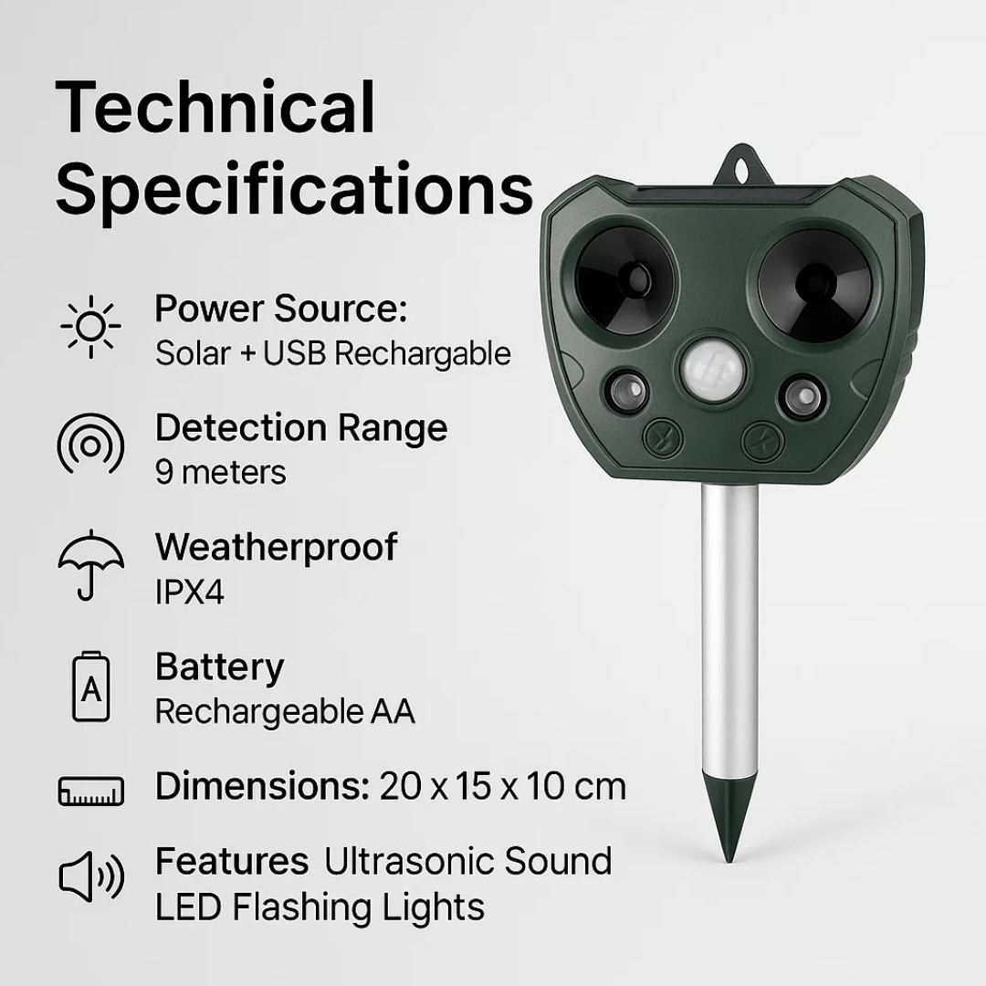 SolPro Weatherproof Solar Ultrasonic Bird And Pest Repeller