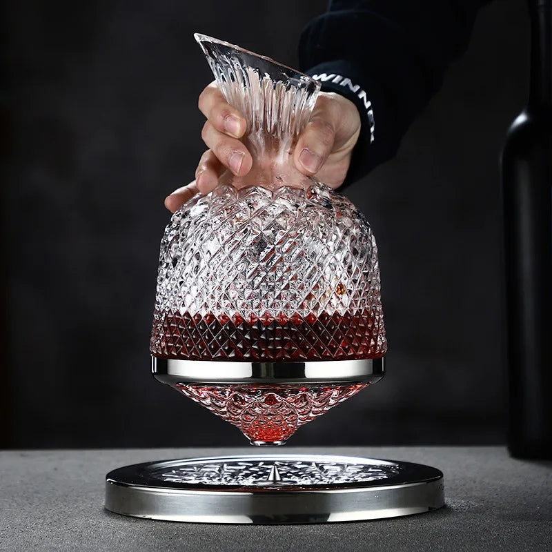 Decanter Wain Kristal AureoSpin 1500ml Dengan Putaran Bulat