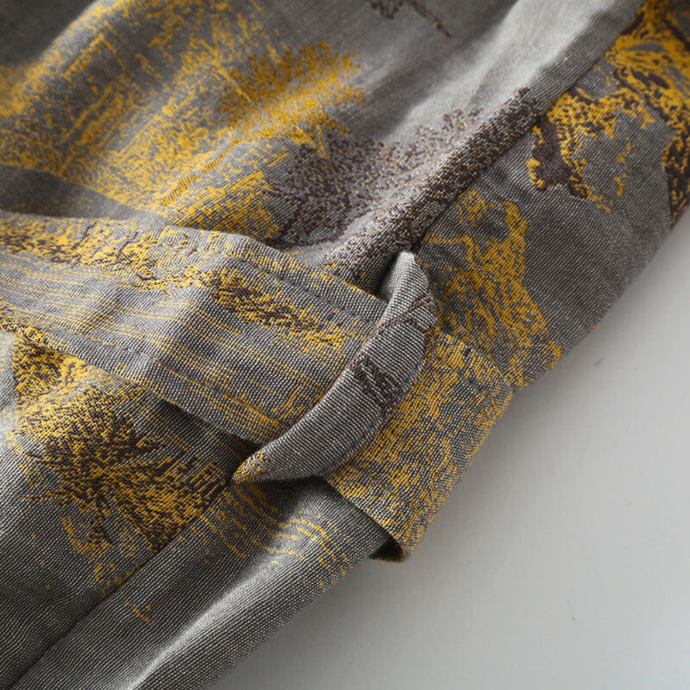 Rustikale Eleganz Reiner Baumwoll-Lounge-Kimono für Damen
