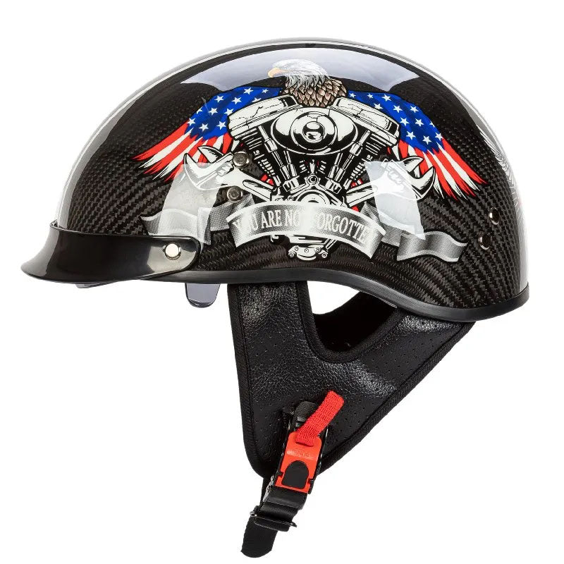 Retro Carbon Fiber Half Face Helmet For Riders DOT ECE Certified