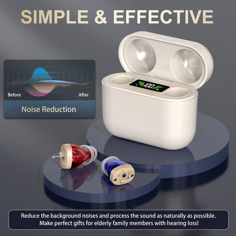 Discreet Rechargeable Sound Amplifiers For Seniors With Wireless Case Charger