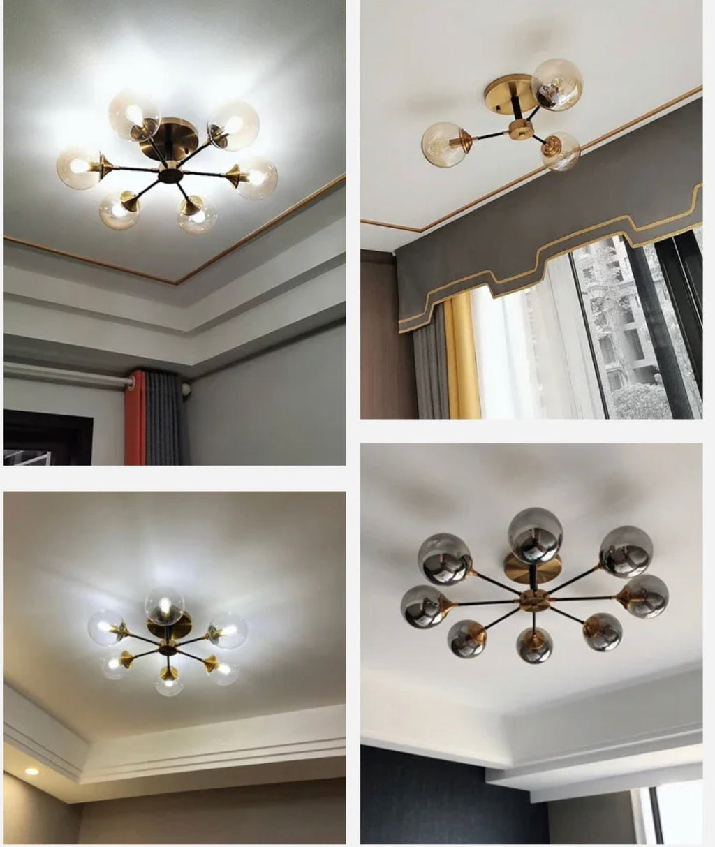 Jade Sphere Glass Globe Ceiling Light for Modern Living Rooms