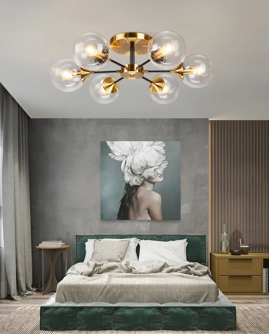 Jade Sphere Glass Globe Ceiling Light for Modern Living Rooms