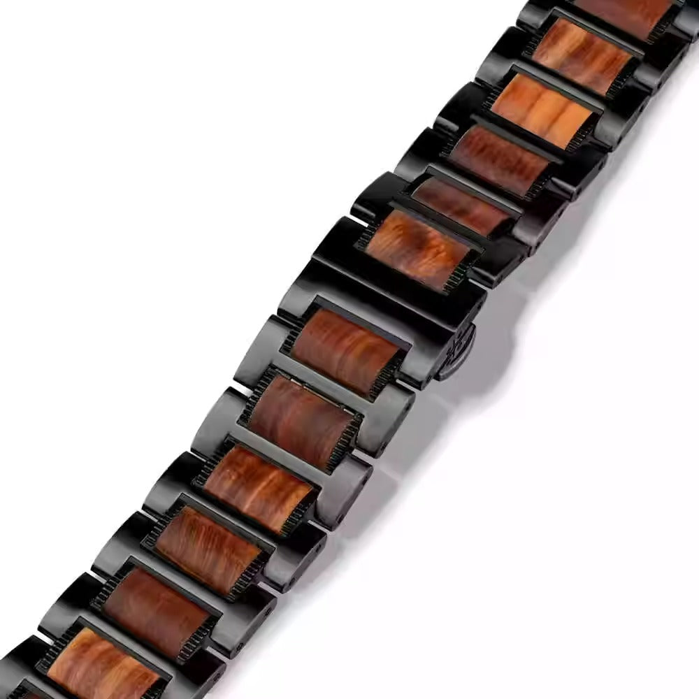 Aveline Doğal Kırmızı Sandal Ağacı ve Metal Kayış Samsung Watch Ultra için