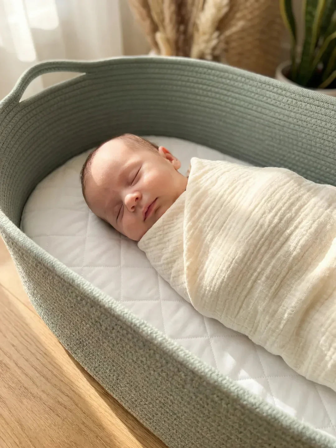 Portable Cotton Rope Baby Changing Basket with Pad