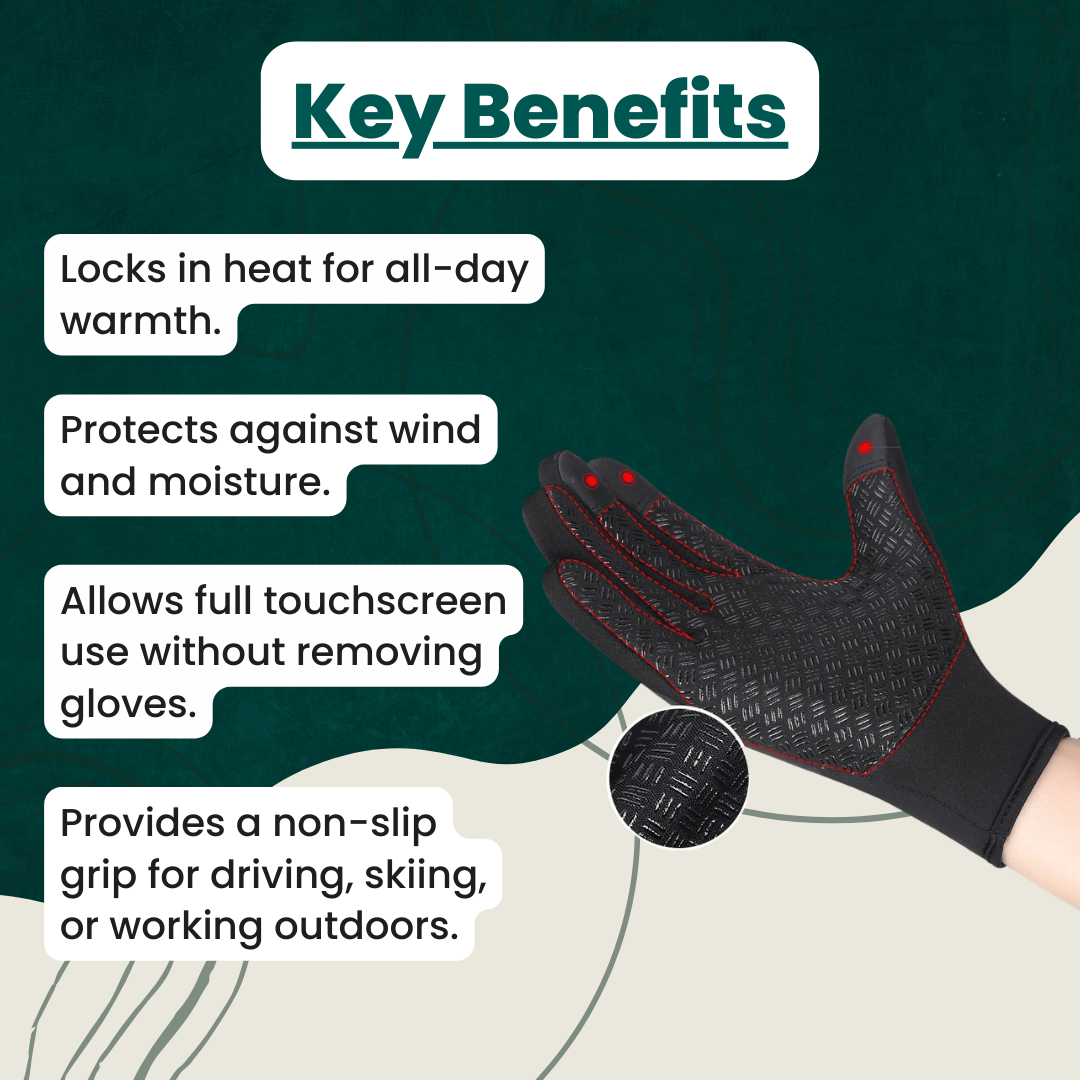 Warm Waterproof Touchscreen Gloves For Cycling And Golf