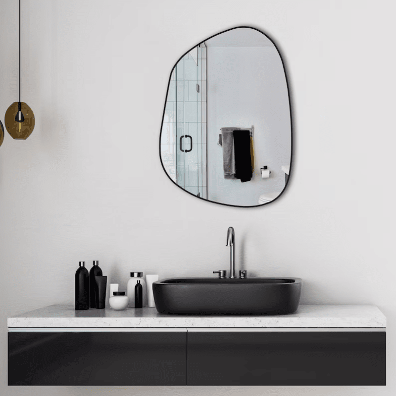 Miroir Nuage En Cadre Bois Doré Avec Design Asymétrique Décalé