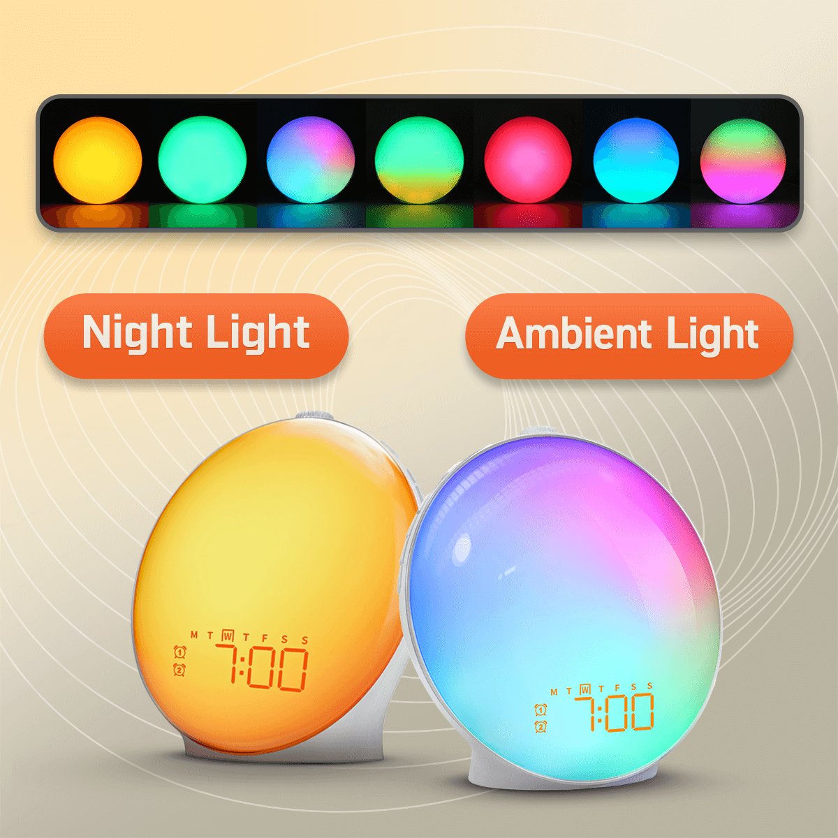LumaRise LED Clock With Snooze And Natural Light For Bedrooms