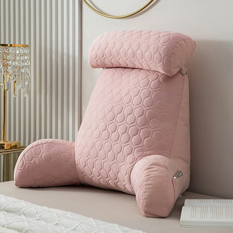 Ergonomický polštář na čtení s opěrkami na ruce a opěrkou hlavy