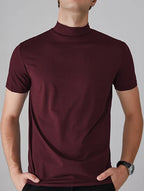 Herre T-skjorte med Slim-Fit og Høy Hals for Moderne Casual Stil