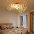 Nokari Rattan Boho Taklampa med japansk stil och varm glöd