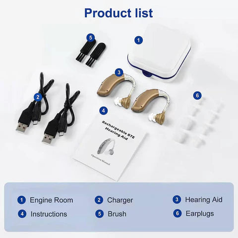 AurixHear Apparecchi Acustici In-Ear Ricaricabili con Riduzione del Rumore