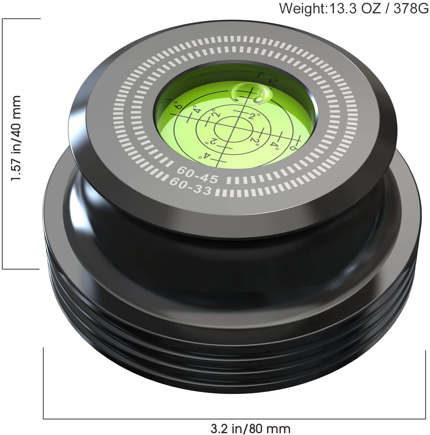 Prendedor de Peso em Vinil com Nível de Bolha para Tocas-discos com Almofada Base Macia