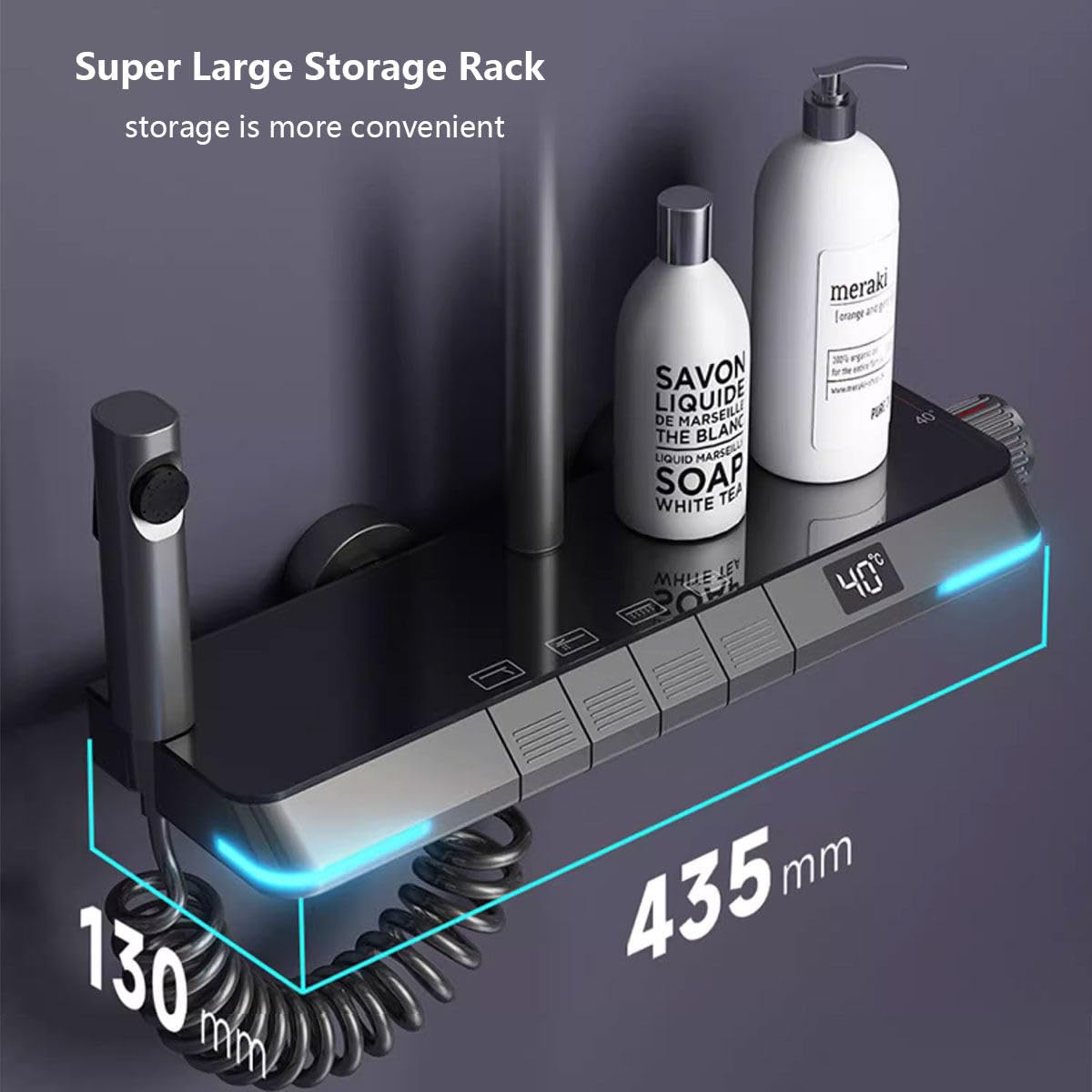 Douche thermostatique numérique Aurell avec unité d'affichage