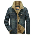 Valeon Denim Windbreaker Outer Jacket With Fleece Lining