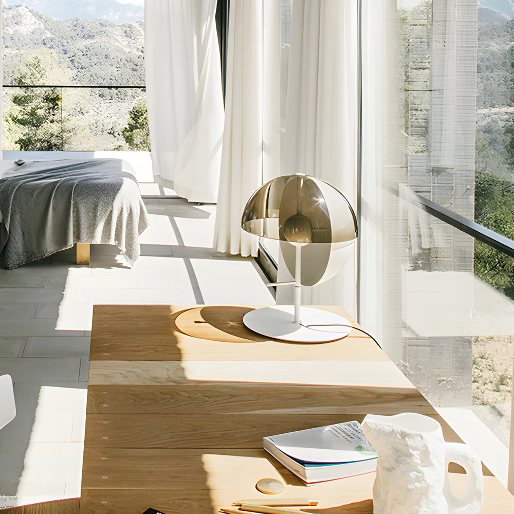 Table Lamp From Astrae With Vertical Hemisphere And Smoky Shade