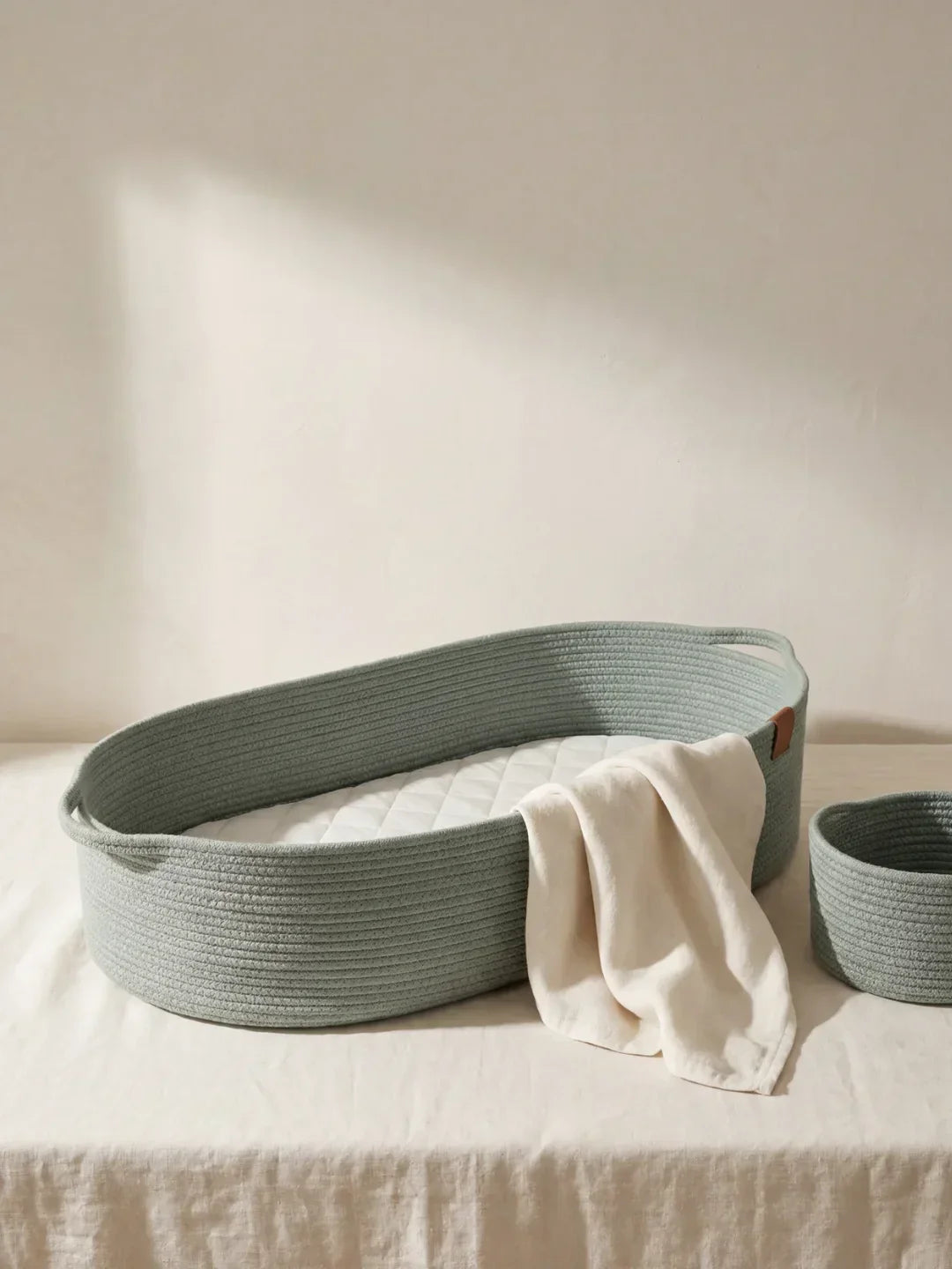 Portable Cotton Rope Baby Changing Basket with Pad