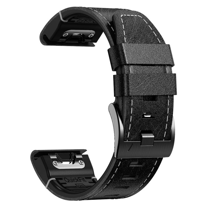 Arion Leather And TPU Hybrid Watch Strap For Garmin Fenix 8, 7X, 6X Pro
