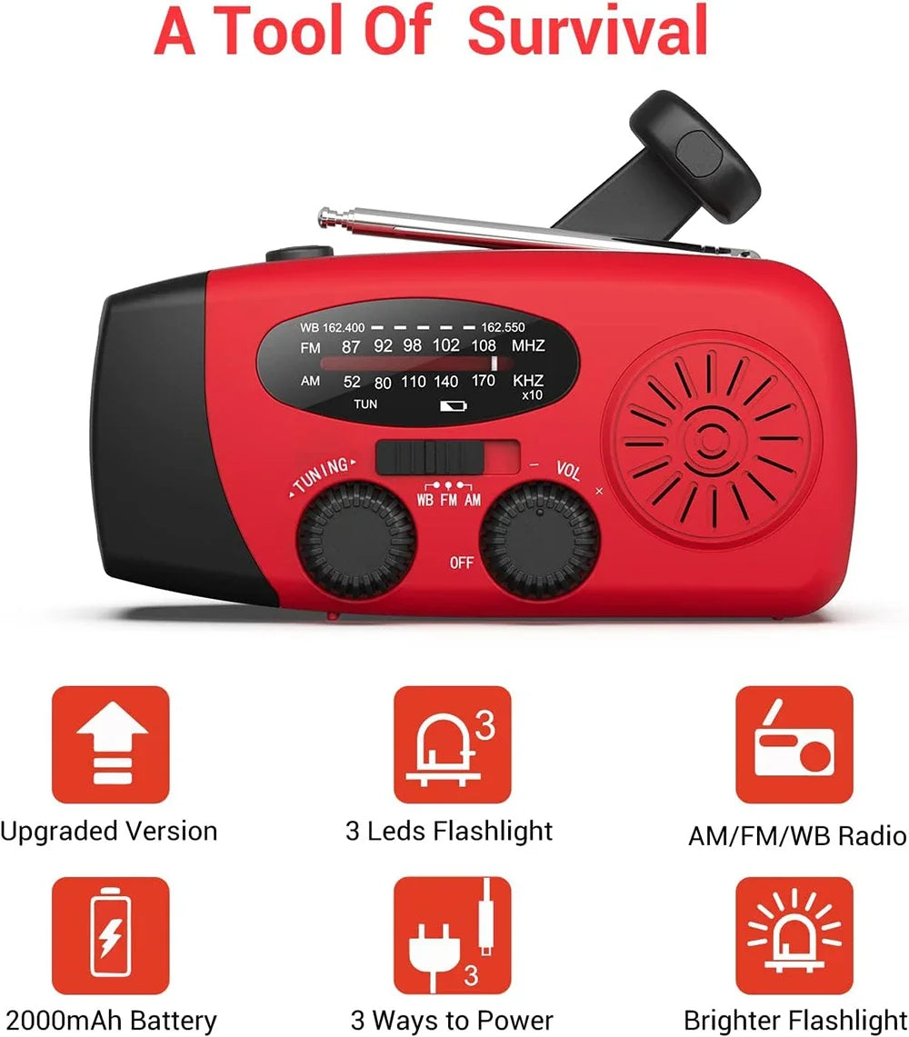 Radio Kecemasan Solar NovaPulse Dengan Bateri Dalaman Dan Lampu Suluh Berputar